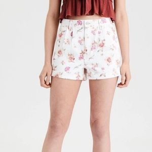 Floral High Waisted Jean Shorts